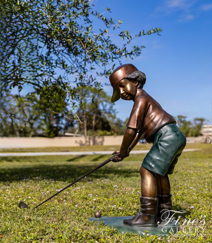 Bronze Statues  - Bronze Statue Of Young Golfer - BS-193